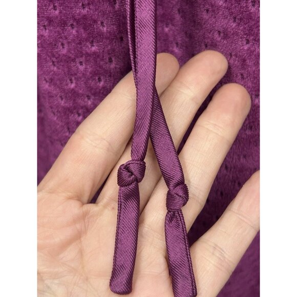 Vintage Velvet Housecoat Medium Purple Cottagecore Prairie Zip Front Grandma USA - Picture 7 of 10